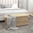 thumbnail image 2 of HOMCOM Lift Top Storage Chest with 2 Safety Hinges, Flip-Top Lid, Oak, 2 of 10
