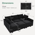 thumbnail image 2 of HONBAY Canapé Sectionnel Modulaire en Velours 6 Pcs avec Grand Espace de Rangement pour Salon, Velours Noir, 2 of 8