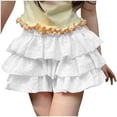 thumbnail image 1 of Plebaso Ruffle Shorts for Women Casual Layered Bloomers Sleepwear Solid Color Womens Cute Bottom Shorts, 1 of 6