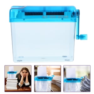 OULII déchiqueteur manuel quotidien papier Shredder bleu ABS Protection de la vie privée 1Set