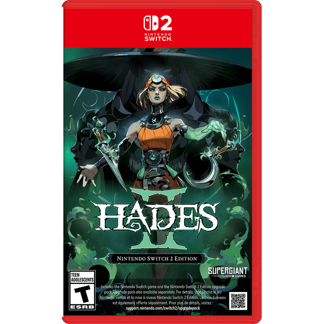 Hades II - Nintendo Switch™ 2 Édition Housse de Jeu Mettant en Vedette un Personnage central en Tenue orange et Noire Tenant un Dague et une Lame Courbée, sur un Fond Sombre et Mystique avec des Figurines Ombrées et une Fumée Éthérée Verte, Représentant le Rampant de Donjon Semblable à un Voleur par Supergiant Games.