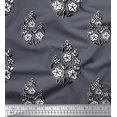 thumbnail image 1 of Soimoi Polyester Crepe Fabric Leaves & Floral Block Print Fabric by The Yard 42 Inch Wide, 1 of 3