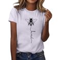 thumbnail image 2 of JIRNDf Hauts d'Été pour Femmes T-Shirts Tendance Imprimé Floral Col Rond Manches Courtes Décontracté Confortable Élégant Mignon Graphique T-Shirts pour Femmes Gris S, 2 of 5