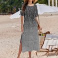 thumbnail image 4 of Ovzne Robes Grande Taille pour Femmes aux Formes Robe pour Femme Robe Décontractée d'Été pour Femme Robe de Printemps à Manches Courtes avec Poches Robe de Plage Évasée Robe Décontractée Robe Maxi Grande Taille à Manches Courtes P, 4 of 7