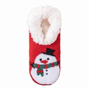 LckLvx Slipper Socks for Women Christmas Print Warm Fleece Lined Non-Slip Thermal Socks Winter Fuzzy House Socks