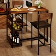 thumbnail image 4 of Kojooin 3 Piece Bar Table Set with 2 Upholstered Counter Stools 3 Tier Storage Shelves Steel, 300LB Capacity Compact Dining for Apartments, Small Kitchens, Breakfast Nooks, Space Saving, 4 of 7
