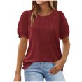 thumbnail image 1 of Timegard Hauts pour Femmes Col Rond Manches Courtes en Maille Bouffante Confortable Été Décontracté Ample Chemise Haut Blouse, 1 of 5