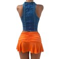 thumbnail image 4 of EYIIYE Women's Casual A-line Pleated Skirts, Ruched Ruffle Wave Mini Skirts, 4 of 7