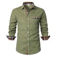 thumbnail image 1 of Penkiiy Chemise Habillée Décontractée pour Homme Coupe Ajustée Chemise Boutonnée Col à Carreaux Chemises Infroissables S Vert Armée, 1 of 6