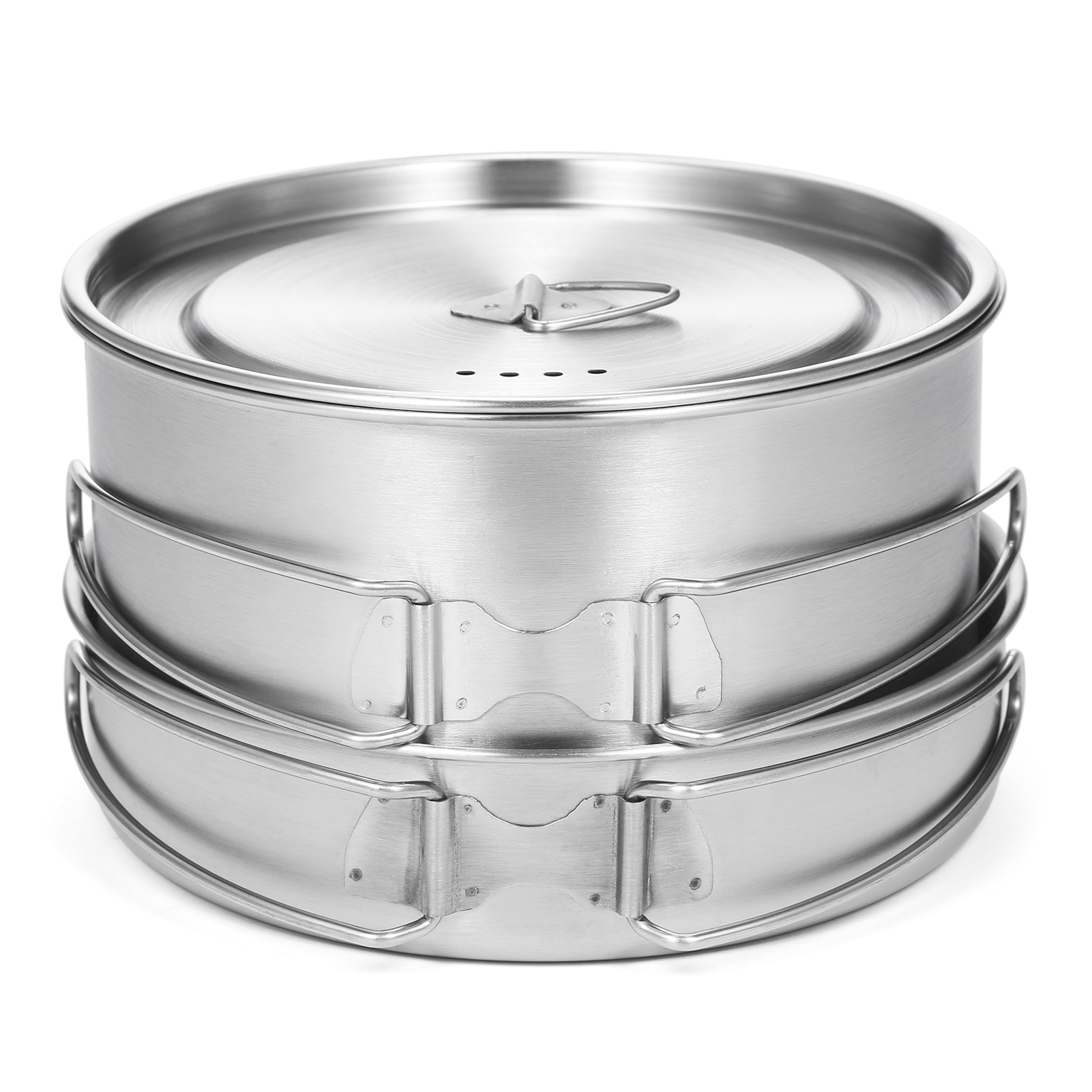 TOMSHOO TOMSHOO Stainless Steel Cookware Set CPJ-64 with Pot, Pan, and Mesh Sack, Compact and Lightweight for Outdoor Cooking