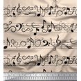 thumbnail image 1 of Soimoi White Cotton Cambric Fabric Notes Musical Instrument Print Fabric by Yard 56 Inch Wide, 1 of 1