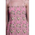 thumbnail image 2 of Bimba Robe à Bretelles Smockée en Georgette pour Femmes à Imprimé Floral Feuilles et Jasmin Arabe - Moyen, 2 of 7
