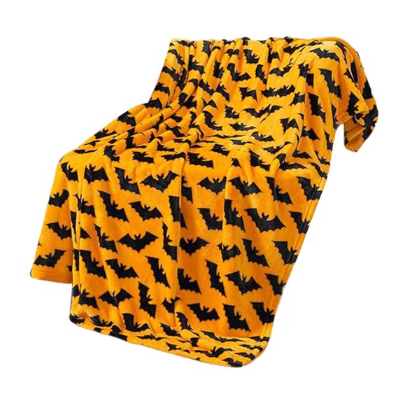 Couverture de Jeté de Toilette 76 cm x 100 cm Orange Polyester Flanelle Imprimé Numérique Doux Léger pour Canapé Lit Ou Voyage