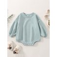 thumbnail image 2 of Faithtur Bébé Filles Garçons Romper Couleur Unie Manches Longues Col Rond Combinaisons Automne Hiver Casual Bodysuits, 2 of 8