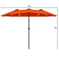 thumbnail image 2 of Costway Parasol de Marché à DEL Double Face de 15 Pi pour Patio, Manivelle, à Énergie Solaire, Orange, 2 of 10