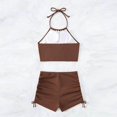 thumbnail image 5 of Cameland Women Solid-Color Split Body Sexy Backless Bikini Swimsuit Set, 5 of 5