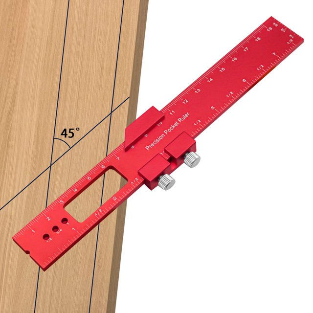 Aluminum Pocket Ruler Scribing Ruler Hole Punching Ruler Sliding Stop Durable Accurate Scale CNC Processes Ruler 20cm
