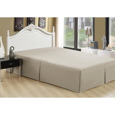 Jupe de lit Marina Décoration, ultra douce et soyeuse, de qualité hôtelière, toutes saisons, poche profonde, 40 cm de hauteur, en rayonne de bambou, couleur taupe