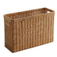 thumbnail image 2 of Noehoiugi Woven Rattan Magazine Rack With Handles, Rectangular Storage For Newspapers, Magazines And Bottles, Brown Home Desk Organizer, 2 of 9