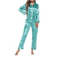 thumbnail image 1 of Qertyioot Femmes Décontracté en Vrac Solide Col Rond Pantalon à Manches Longues Home Set Summer Épargne, 1 of 6