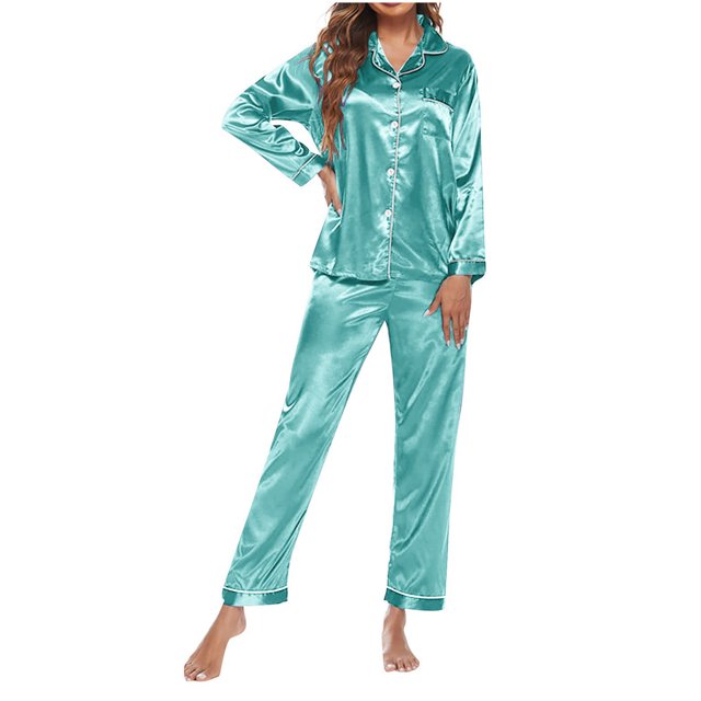 Qertyioot Femmes Décontracté en Vrac Solide Col Rond Pantalon à Manches Longues Home Set Summer Épargne