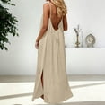 thumbnail image 2 of Daiosportswear Robe Longue de Détente pour Femmes à Bretelles Spaghetti, Dos Nu, Coupe Ample, Robe-Robe à Manches Courtes pour Femmes Beige TG(TG), 2 of 7