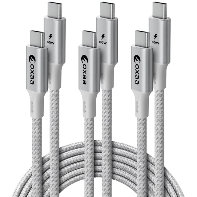 OXAA USB C to USB C Fast Charging Cable 60W, Durable & High-Speed, Compatible with iOS, Android, and Laptops