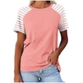 thumbnail image 1 of Timegard Hauts pour Femmes à Rayures Manches Courtes Col Rond Confortable Décontracté Ample Haut Blouse T-Shirts Basiques, 1 of 3