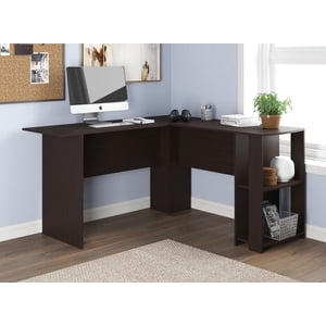 Safdie & Bureau d'informatique 55L Cappuccino L-Shaped 2 Étagères