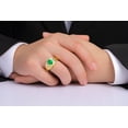 thumbnail image 3 of RYLOS Men's Rings Yellow Gold Plated Silver Rings Classic Designer Style 9X7MM Oval Gemstone &  Diamond Ring Emerald May Birthstone Rings For Men Size 13, 3 of 7