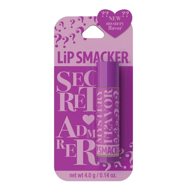 Baume à Lèvres Secret Admirer par Lip Smacker en tube Violet et Emballage en Carton avec Saveur Mystère et Points d'Interrogation, Poids 4,0 g (0,14 oz). Cet Ensemble-Cadeau Beauté Hydratant pour Enfants Baume à Lèvres Adoucit les Lèvres et Ajoute une Finition Claire et Brillante.