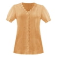thumbnail image 4 of Lenpel Women's Summer Tops Plus Size Ruffle Short Sleeve V Neck Lace Trim Textured Shirts Dressy Casual Blouses, 4 of 4