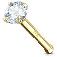 thumbnail image 1 of Nose Stud Ring 14 Karat Solid Gold Prong Set 2mm CZ 20g, 1 of 11