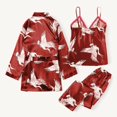 thumbnail image 3 of WTXUE Ensembles de Pyjama pour Femmes / Pyjamas en Polyester Imprimé Quotidien Femme / 3 Pcs Bourgogne G, 3 of 9