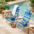 thumbnail image 3 of Patiojoy Ensemble de 2 Chaises de Plage Légères en Aluminium Sac à Dos Fauteuils Inclinables Pliants avec Dossier à 5 Positions et Appuie-Tête Rembourré Bleu, 3 of 9