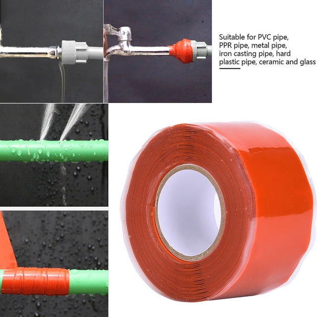 Strong Adhesion Water Resistant, Repair Tape, White or Red 3cm X 300cm, with 100% , Suitable for PVC Pipe, PPR Pipe, Metal Pipe, Iron Casting Pipe, Hard Plastic Pipe,
