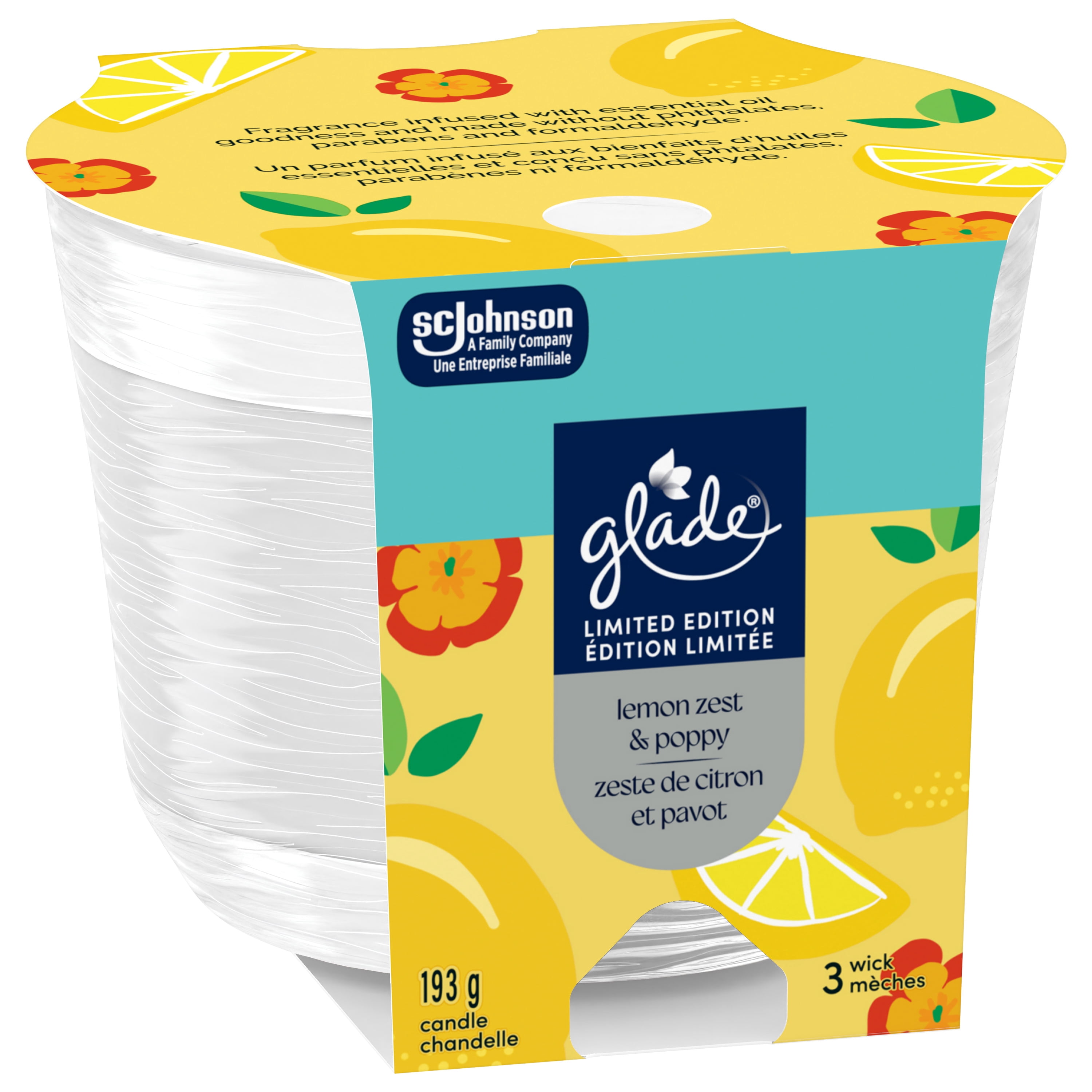 Glade® chandelle parfumée, Zeste de citron et pavot