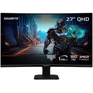 GIGABYTE 27 de pouce QHD 2K 1440P 180Hz Moniteur d'ordinateur de jeu Courbé 122% sRGB GS27QCA