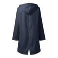 thumbnail image 3 of LSLJS Women Solid Rain Jacket Outdoor Fleece Keep Warm Plus Hooded Raincoat Windproof Jackets Solid Outwear( Dark Blue, L), 3 of 3