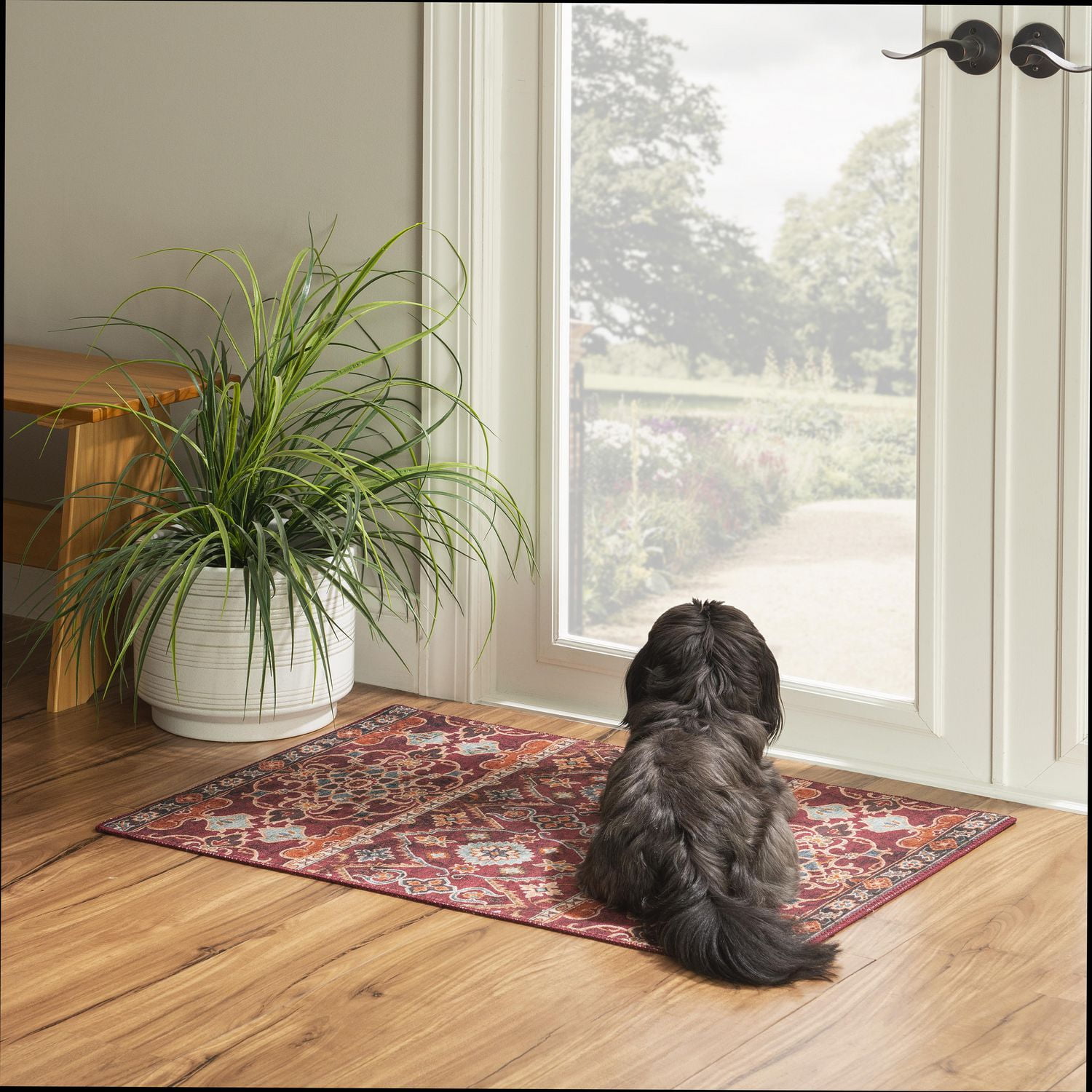 Tapis d'appoint lavable Neil 2 pi x 3 pi grenat et ivoire