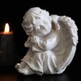 thumbnail image 3 of Resin White Angel Statue Desktop Decor Cupid Angel Decor Collection Window Props Christmas lean knee left think, 3 of 9