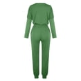 thumbnail image 4 of Mrat Womens Sets 2 Piece Outfits 2 Piece Jogging Sets Solid Polyester Long Sleeve Sweatsuits Sets Two Piece Track Suits Drawstring High Waist Pants Set Comfy Outfits D-Green 3XL, 4 of 5