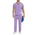 thumbnail image 1 of TIMIFIS Men and Women Scrub Set Stretch V-Neck Scrub Top and Drawstring Waist Joggers Pants Solid Color Comfort Fits Medicals Uniform with Pockets - Spring/Summer, 1 of 7