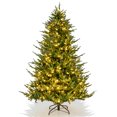 thumbnail image 1 of Patiojoy 7FT Artificial Christmas Tree Pre-lit Xmas Tree with 380 Warm White LED Lights 8 Lighting Modes 1130 PE & PVC Branch Tips, 1 of 10