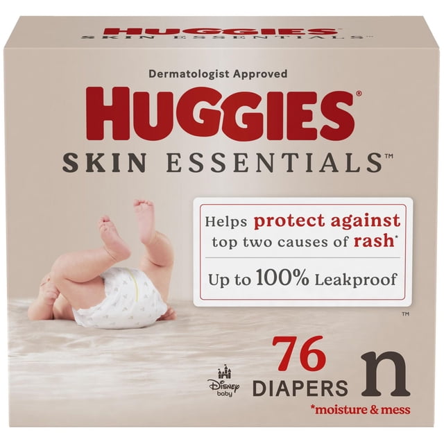 Huggies Skin Essentials Baby Diapers, Sizes: N-6, 76-36 Count