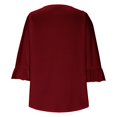 thumbnail image 3 of Plebaso Hauts d'Été pour Femmes à Volants Manches 3/4 Col Rond Chemises Plissées Décontractées Amples Tuniques Blouses, 3 of 6