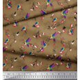 thumbnail image 3 of Soimoi Brown Cotton Poplin Fabric Cage & Humming Bird Printed Fabric 1 Yard 42 Inch Wide, 3 of 5