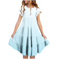 thumbnail image 1 of RXIRUCGD 2025 Vêtements d'Été pour Enfants Mode Filles Nouvelle Robe d'Été à Manches Courtes Poches à Volants Col Rond Imprimé, 1 of 4