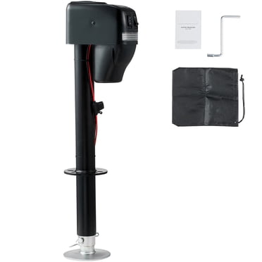 KFFKFF Powered Trailer Lift, Electric Hitch Jack with 4000 lbs Load Capacity, Adjustable 9.84"-33.85" Height, Comes with Protective Cover, Suitable for Elevating RV, Horse Carrier, Utility Transport
