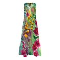 thumbnail image 3 of Robe Maxi Sans Manches à Imprimé Floral pour Femmes, Col en V, Robes Décontractées avec Poches, Robe Longue d'Été Ample, 3 of 5